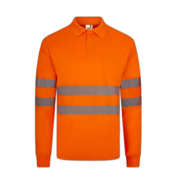 Polo alta visibilidad manga larga monocolor naranja flúor, ref. 305534, VELILLA
