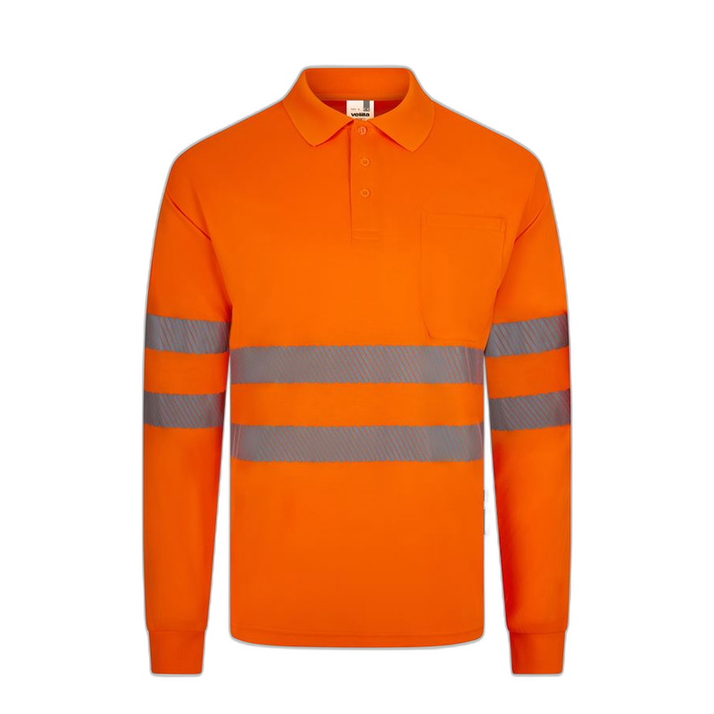 Polo alta visibilidad manga larga monocolor naranja flúor, ref. 305534, VELILLA