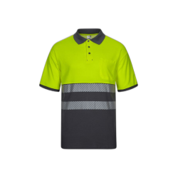Polo alta visibilidad manga corta bicolor gris amarillo flúor, ref. 305523,...