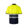 Polo algodón alta visibilidad manga corta azul amarillo flúor, ref. 305523, VELILLA 2