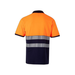 Polo alta visibilidad manga corta bicolor navy naranja flúor, ref. 305523,... 2