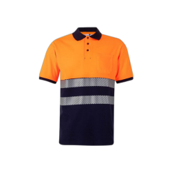 Polo alta visibilidad manga corta bicolor navy naranja flúor, ref. 305523,...
