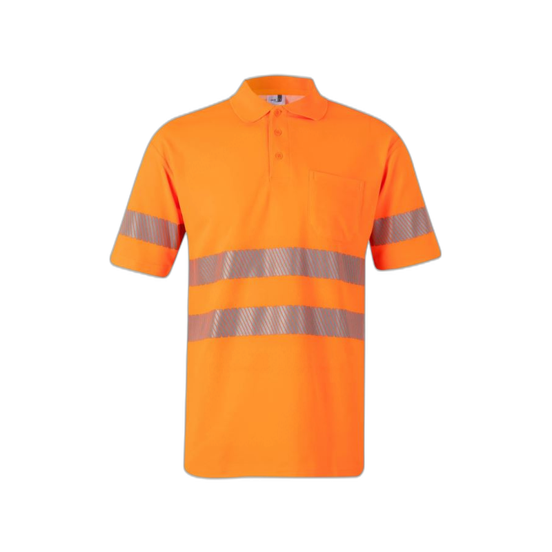 Polo alta visibilidad manga corta monocolor naranja flúor, ref. 305522, VELILLA