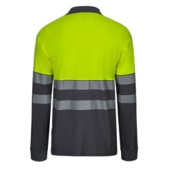 Polo alta visibilidad manga larga bicolor gris amarillo flúor, ref. 305525,... 2