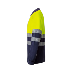 Polo alta visibilidad manga larga bicolor navy amarillo flúor, ref. 305525,... 3