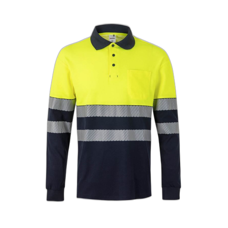 Polo alta visibilidad manga larga bicolor navy amarillo flúor, ref. 305525,...
