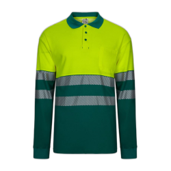 Polo alta visibilidad manga larga bicolor verde amarillo flúor, ref. 305525,...