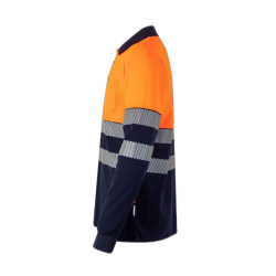 Polo alta visibilidad manga larga bicolor navy naranja flúor, ref. 305525,... 3
