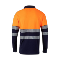 Polo alta visibilidad manga larga bicolor navy naranja flúor, ref. 305525,... 2