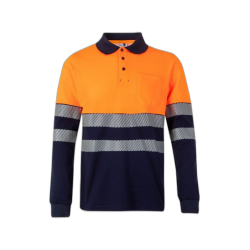 Polo alta visibilidad manga larga bicolor navy naranja flúor, ref. 305525,...