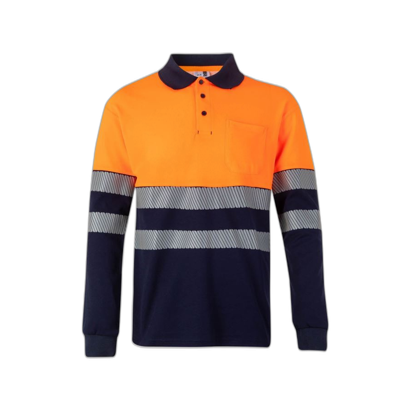 Polo alta visibilidad manga larga bicolor navy naranja flúor, ref. 305525,...