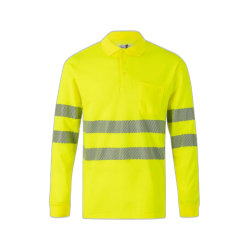 Polo alta visibilidad manga larga monocolor amarillo flúor, ref. 305524, VELILLA