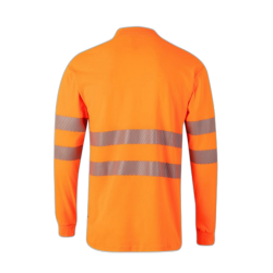 Polo algodón alta visibilidad manga larga naranja flúor, ref. 305524, VELILLA 2