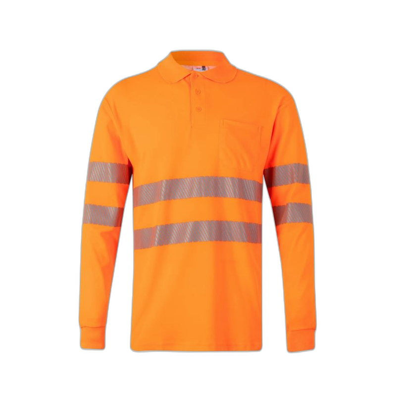 Polo algodón alta visibilidad manga larga naranja flúor, ref. 305524, VELILLA