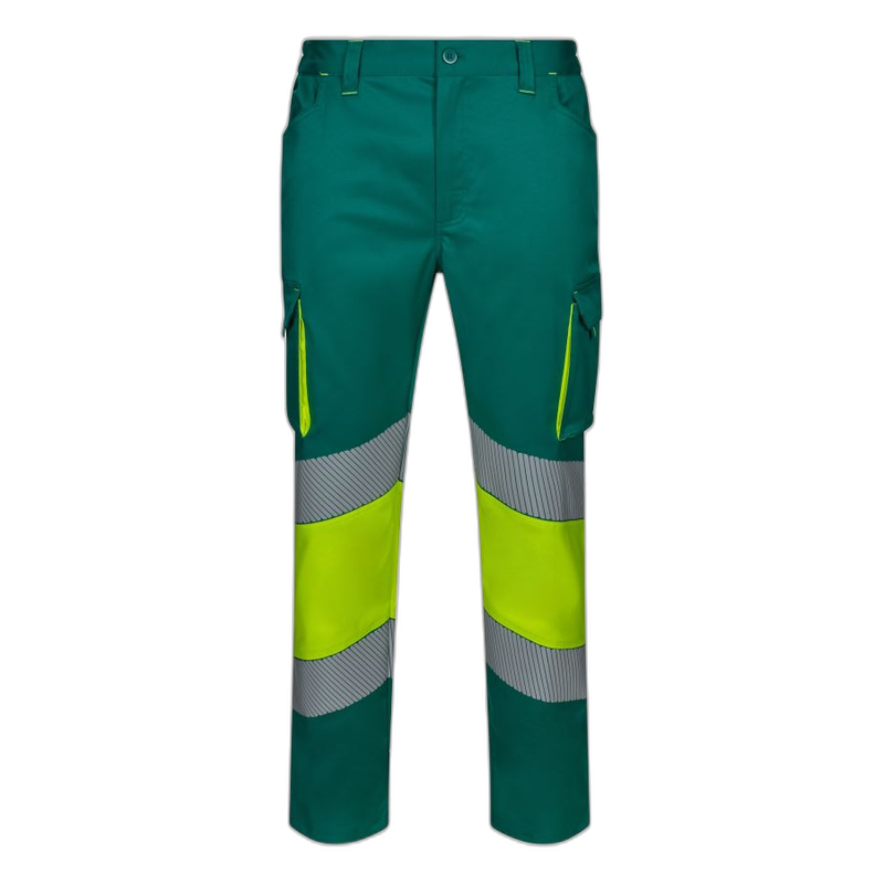 Pantalón stretch bicolor cinta segmentada VERDE/AMARILLO FLÚOR