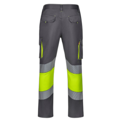 Pantalón stretch bicolor cinta segmentada GRIS/AMARILLO FLÚOR 3