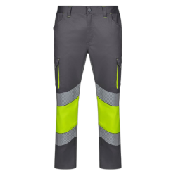 Pantalón stretch bicolor cinta segmentada GRIS/AMARILLO FLÚOR
