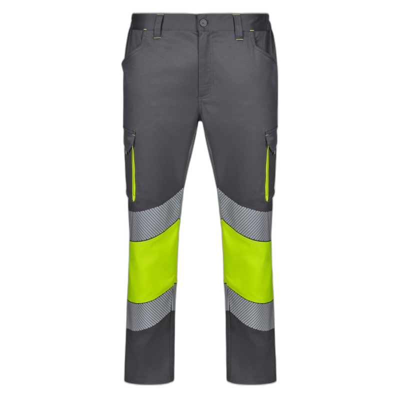Pantalón stretch bicolor cinta segmentada GRIS/AMARILLO FLÚOR