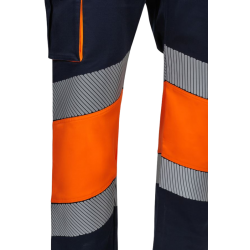 Pantalón stretch bicolor cinta segmentada AZUL NAVY/NARANJA FLÚOR 2