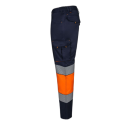 Pantalón stretch bicolor cinta segmentada AZUL NAVY/NARANJA FLÚOR 3