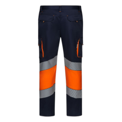 Pantalón stretch bicolor cinta segmentada AZUL NAVY/NARANJA FLÚOR