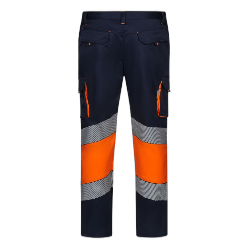 Pantalón stretch bicolor cinta segmentada AZUL NAVY/NARANJA FLÚOR