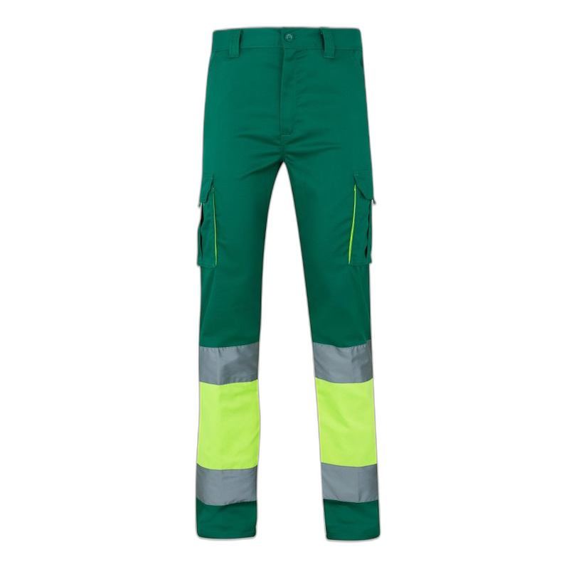 Pantalón stretch bicolor multibolsillos VERDE/AMARILLO FLÚOR