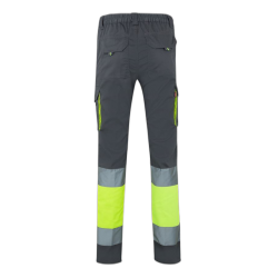 Pantalón stretch bicolor multibolsillos GRIS/AMARILLO FLÚOR 2