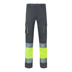 Pantalón stretch bicolor multibolsillos GRIS/AMARILLO FLÚOR