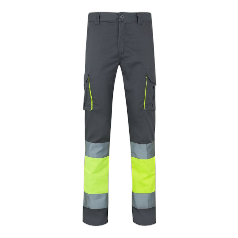 Pantalón stretch bicolor multibolsillos GRIS/AMARILLO FLÚOR
