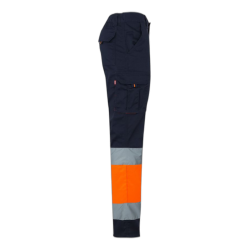 Pantalón stretch bicolor multibolsillos AZUL NAVY/NARANJA FLÚOR 4
