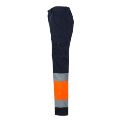 Pantalón stretch bicolor multibolsillos AZUL NAVY/NARANJA FLÚOR 3