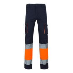 Pantalón stretch bicolor multibolsillos AZUL NAVY/NARANJA FLÚOR 2