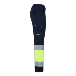 Pantalón stretch bicolor multibolsillos AZUL NAVY/AMARILLO FLÚOR 3