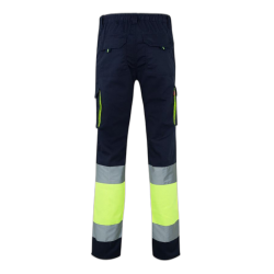 Pantalón stretch bicolor multibolsillos AZUL NAVY/AMARILLO FLÚOR