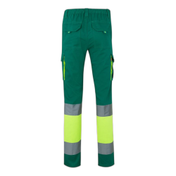 Pantalón 100% algodón bicolor multibolsillos VERDE/AMARILLO FLÚOR 2