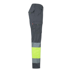 Pantalón 100% algodón bicolor multibolsillos GRIS/AMARILLO FLÚOR 3