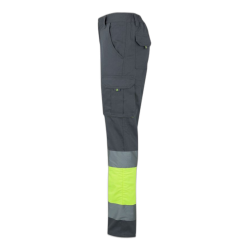 Pantalón 100% algodón bicolor multibolsillos GRIS/AMARILLO FLÚOR 4