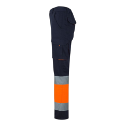 Pantalón 100% algodón bicolor multibolsillos AZUL NAVY/NARANJA FLÚOR 4