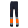 Pantalón 100% algodón multibolsillos Azul navy/Naranja flúor, 303007, Velilla 1