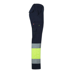 Pantalón 100% algodón bicolor multibolsillos AZUL NAVY/AMARILLO FLÚOR 3