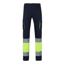 Pantalón 100% algodón bicolor multibolsillos AZUL NAVY/AMARILLO FLÚOR 2