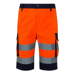 Bermudas bicolor multibolsillos AZUL MARINO/NARANJA FLÚOR