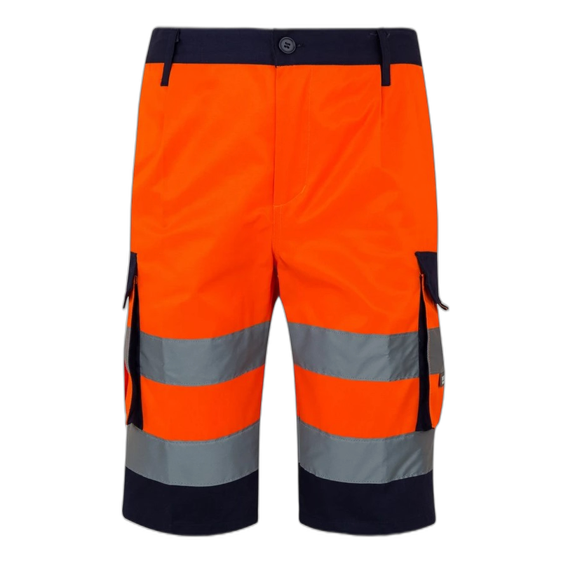 Bermudas bicolor multibolsillos AZUL MARINO/NARANJA FLÚOR