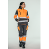 Pantalón alta visibilidad MUJER KINGSMANN STARLIGHT para rodilleras, Gris con Naranja Flúor 2