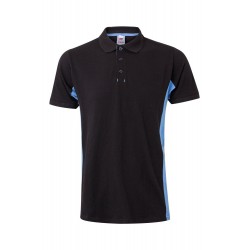 Polo de manga corta bicolor Negro/celeste, ref. 105504_00/05, Velilla