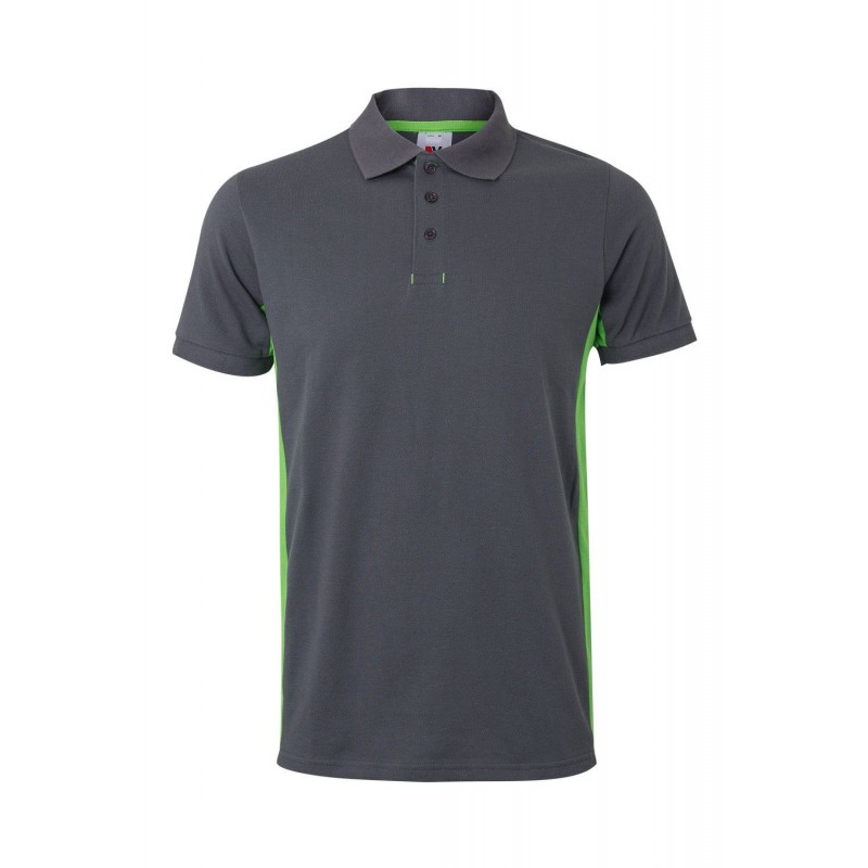 Polo de manga corta bicolor Gris/verde lima, ref. 105504_08/25, Velilla