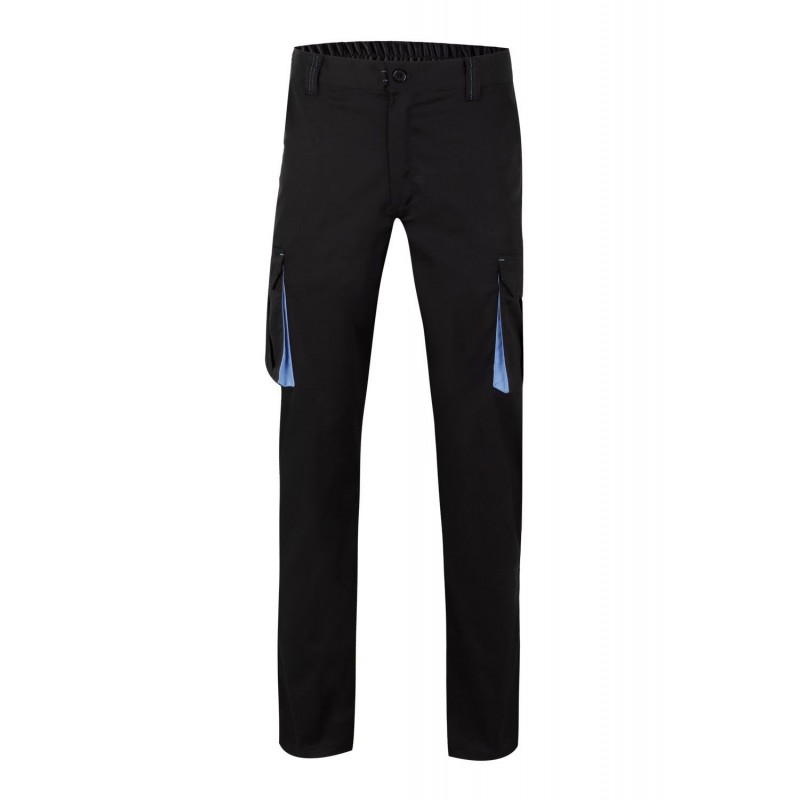 Pantalón de trabajo stretch color Negro/celeste, ref. 103024S_00/05, Velilla
