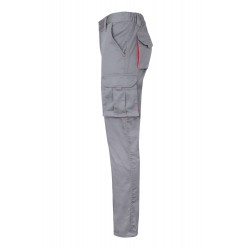 Pantalón de trabajo stretch color Gris/rojo, ref. 103024S_08/12, Velilla