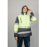 Parka alta visibilidad MUJER KINGSMANN STARLIGHT con guata, Gris con Amarillo Flúor 1